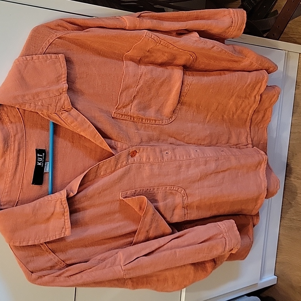 Kut from the Cloth camp shirt, medium in orange